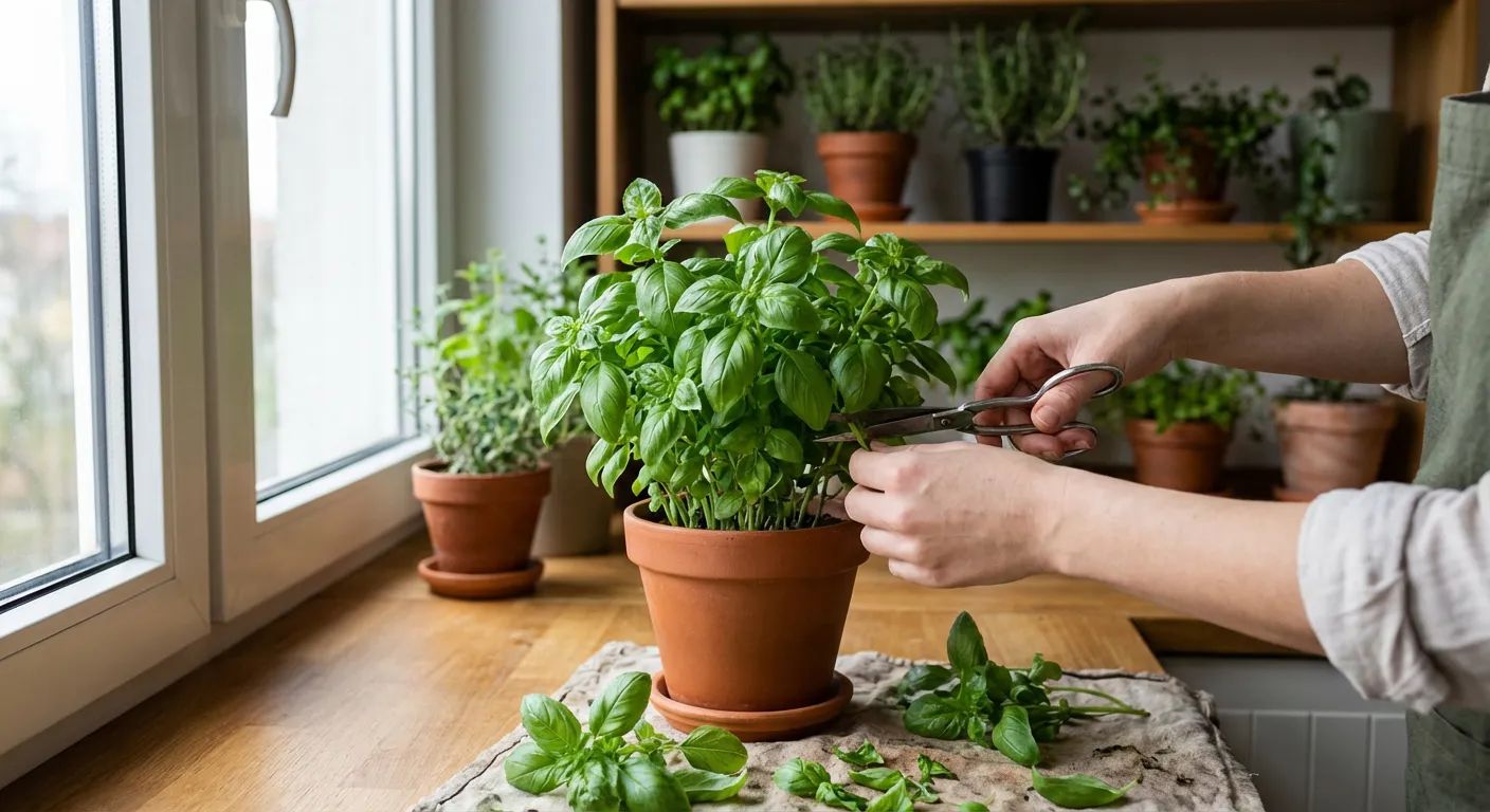 Przycinanie bazylii sekatorem