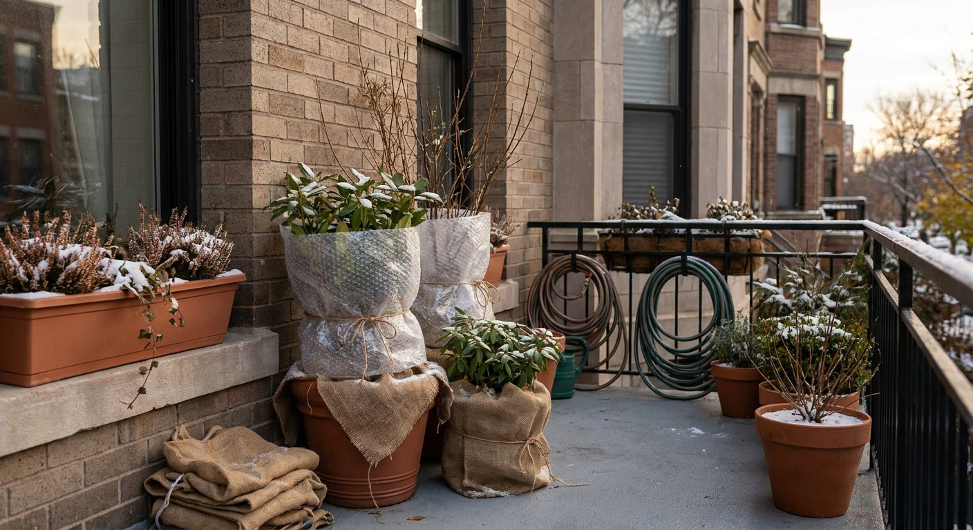 Zimowe zabezpieczenie roślin w donicach