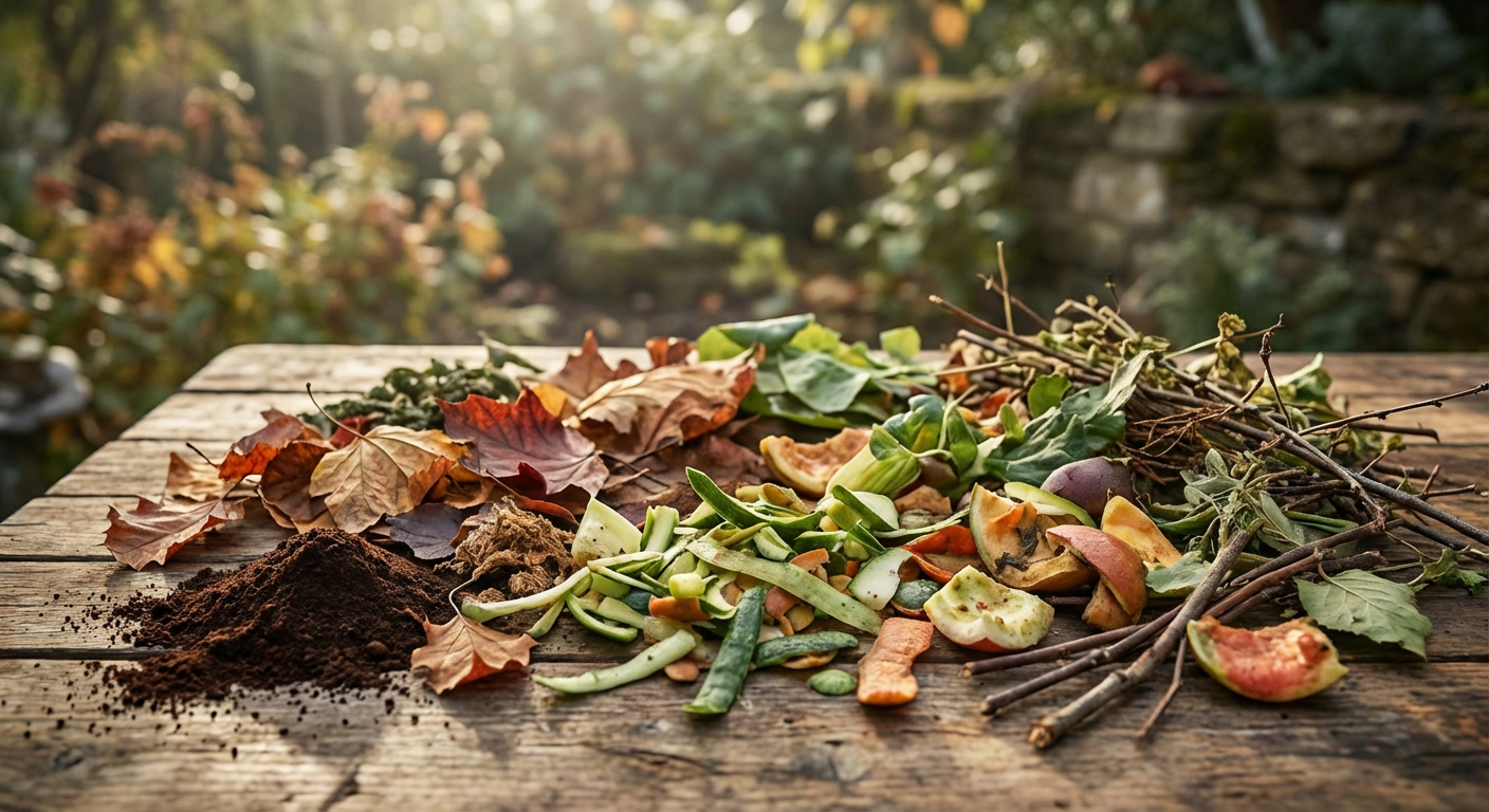 Różnorodne składniki do kompostowania