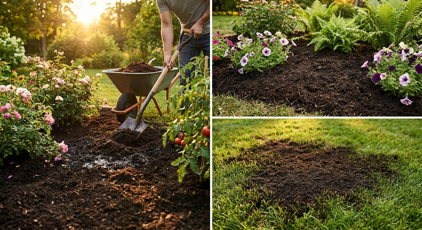 Kompost stosowany w różnych częściach ogrodu