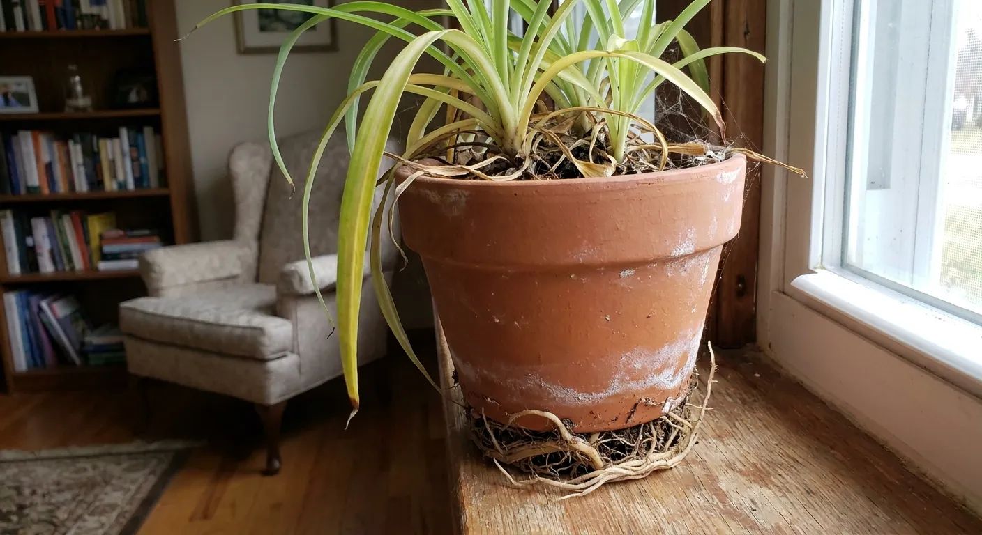 Roślina doniczkowa z wyrastającymi korzeniami