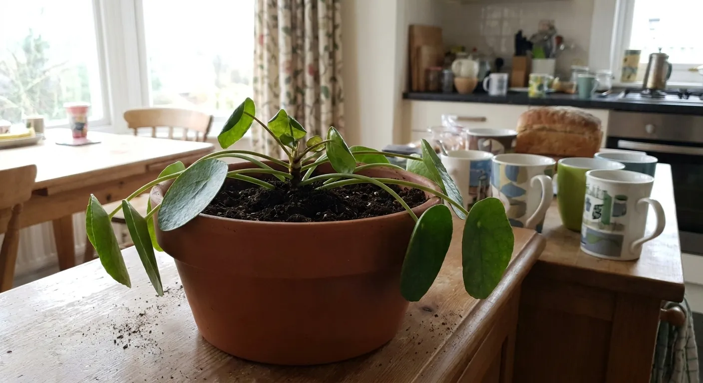 Świeżo przesadzona roślina doniczkowa