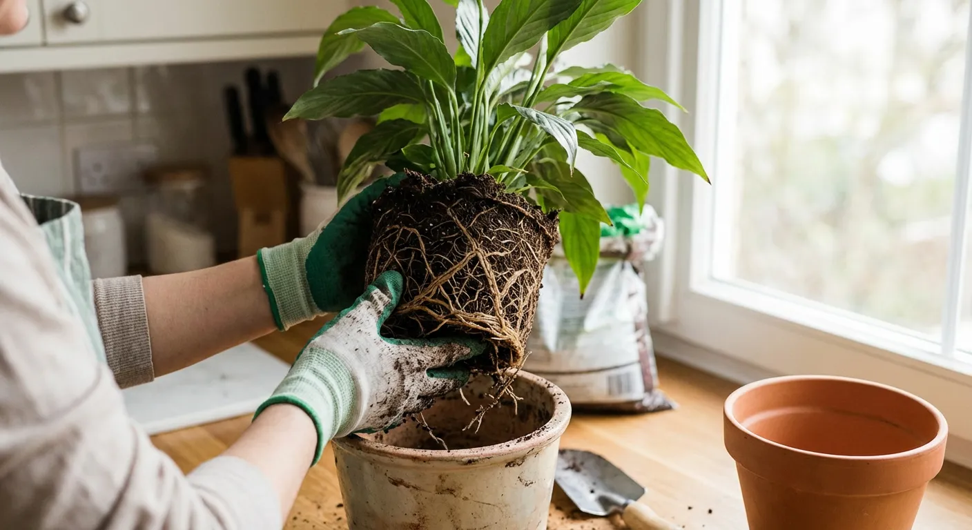 Proces wyjmowania rośliny z doniczki