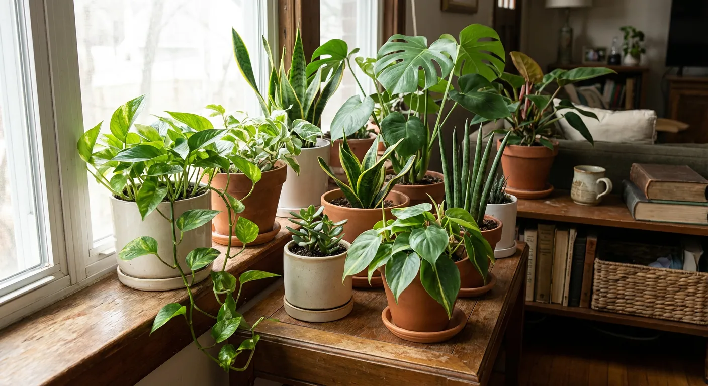 Różne gatunki roślin doniczkowych