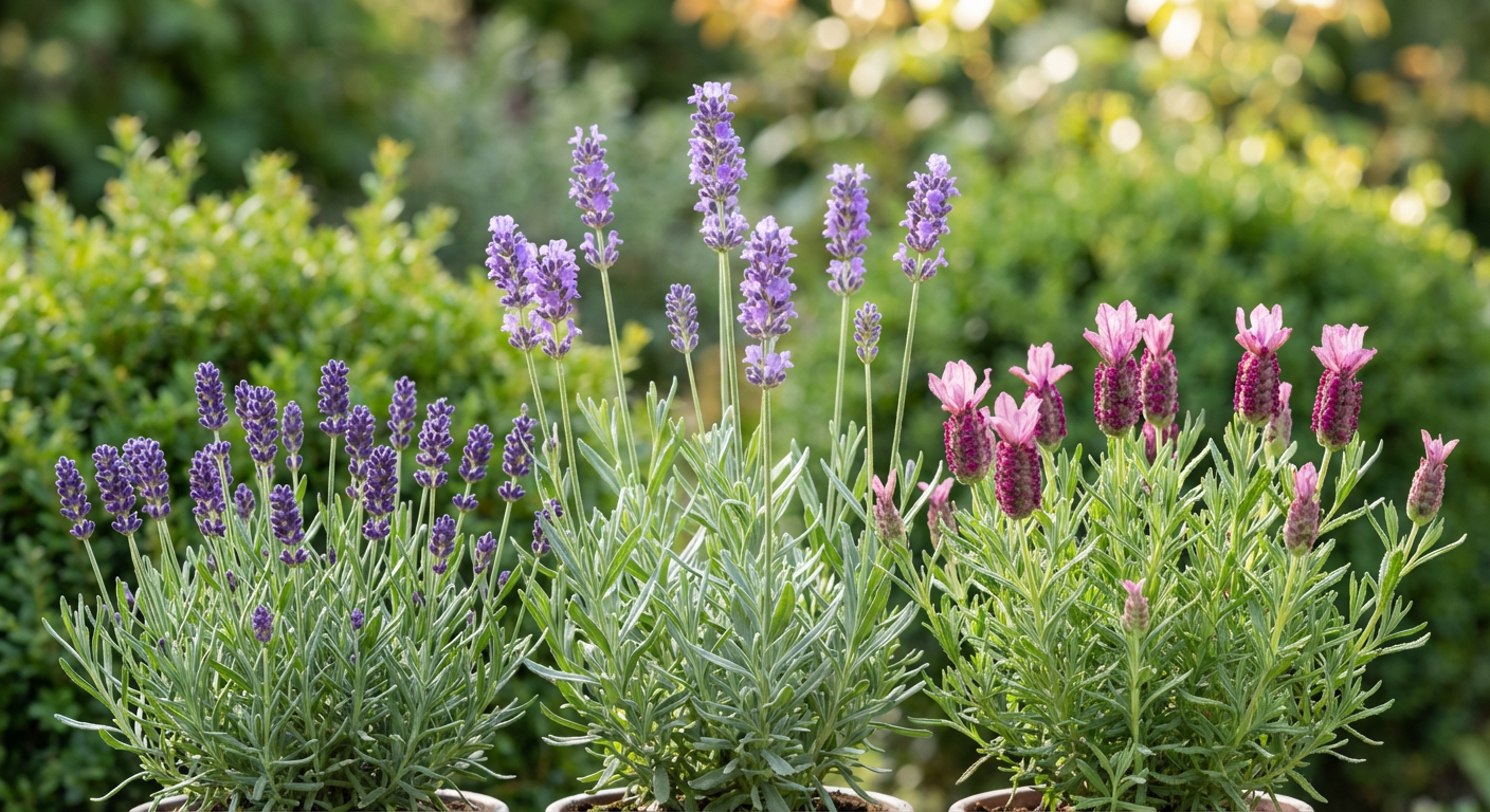 Różne odmiany lawendy w ogrodzie