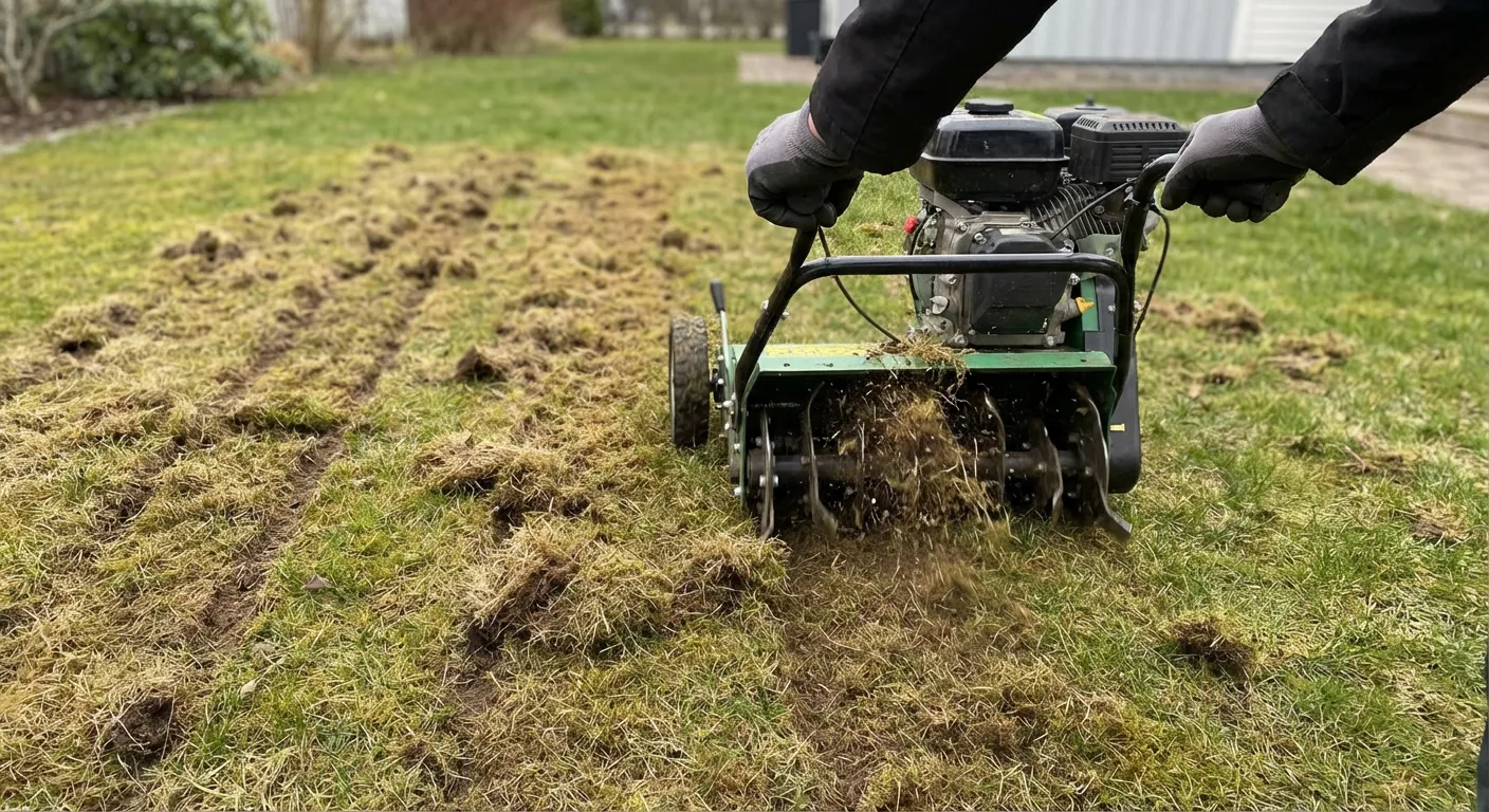 Proces wertykulacji trawnika